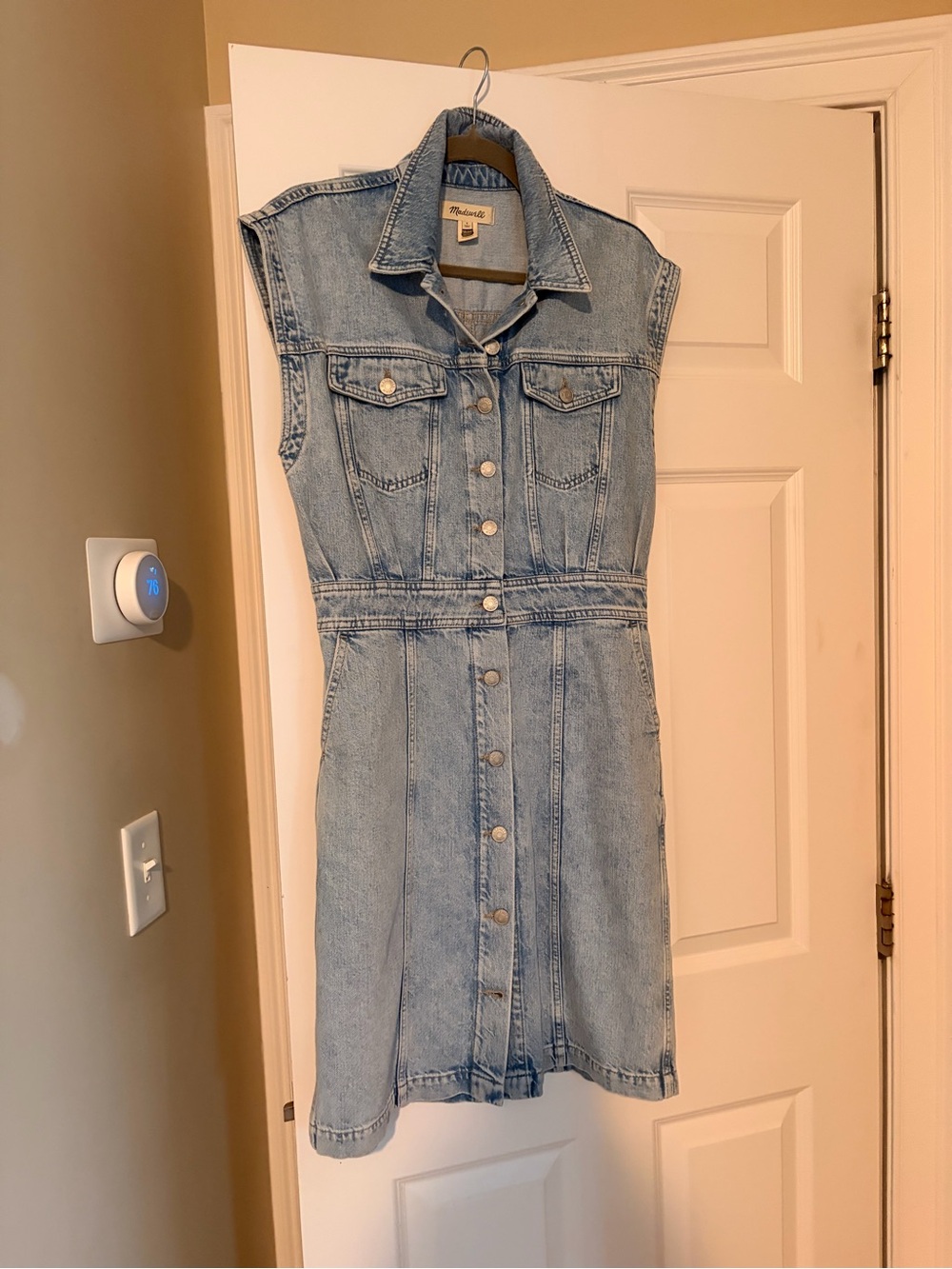 Madewell Light Blue Denim Midi Button-Front Dress